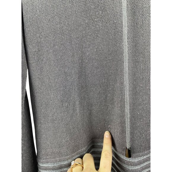 One Grey Day Women's Large Linen Open Weave Knit Drop Shoulder Beach Hoodie - Picture 6 of 13